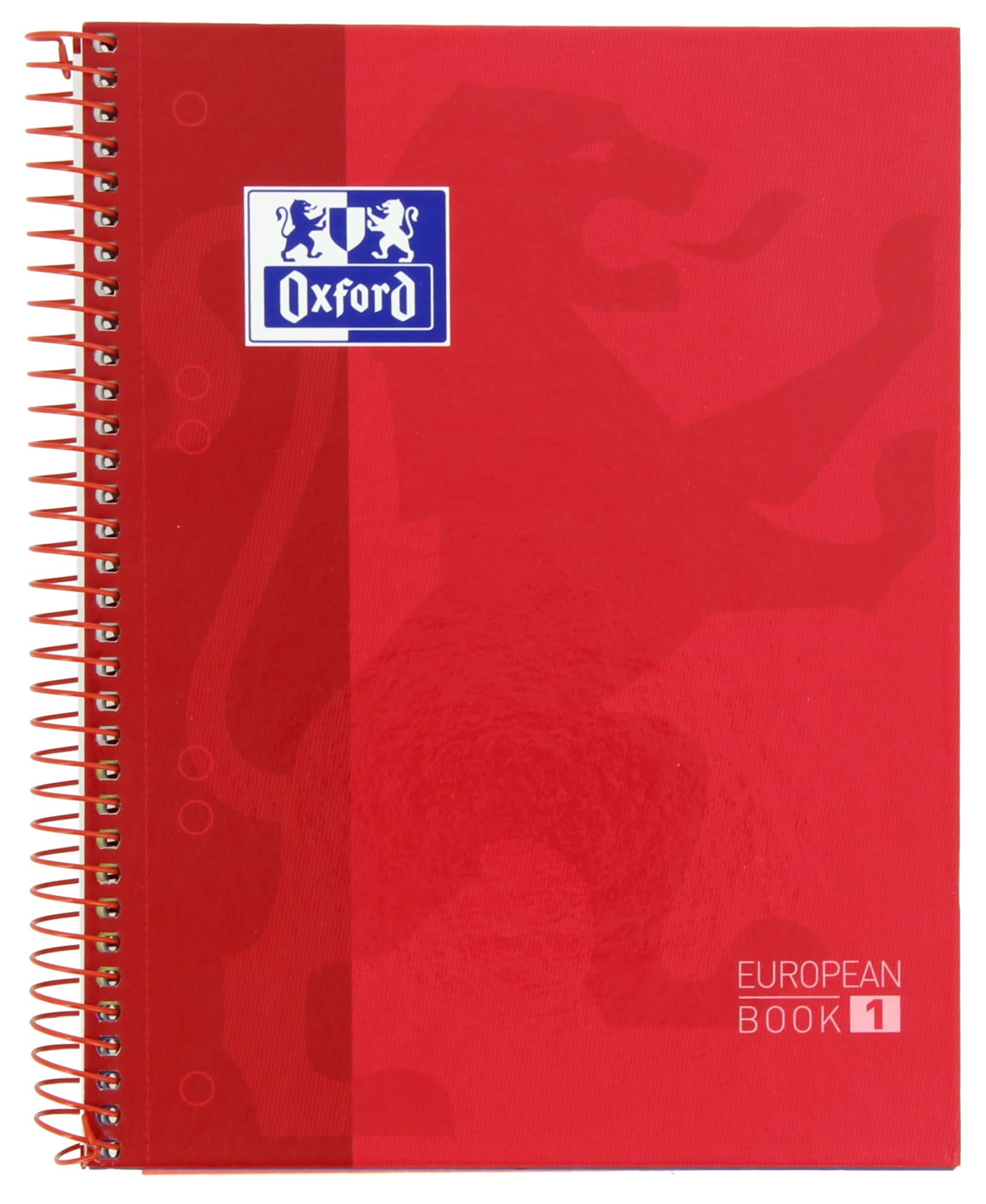 Cuaderno A5 Oxford Europeanbook1 (Tapa Extradura, 80 Hojas 90g, Cuadrícula 5x5, Microperforado) - Color Rojo