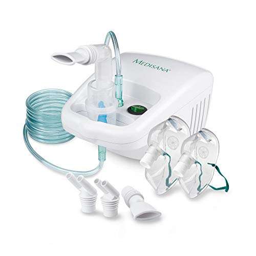 Medisana IN 500 Inhalador, nebulizador compresor con boquilla y mascarilla, para resfriados o asma con accesorios extra y tubo largo