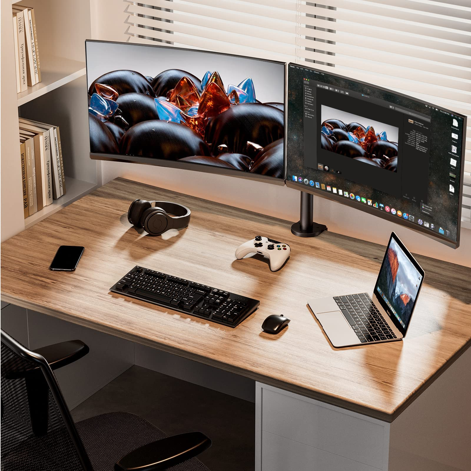 Soporte 2 Monitores para 13-32” Pulgadas, Soporte dos Monitores, Brazo Monitor Peso hasta 8KG
