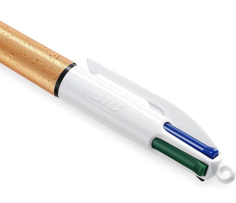 BIC Pack de 3 Bolígrafos de 4 Colores de Punta Media (1,0 mm) - Cuerpo de Colores Surtidos (Texturizado Escarchado Dorado y Plateado)