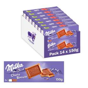 Pack de 14 Milka Choco Biscuits Galletas con Chocolate con Leche de los Alpes 150 g