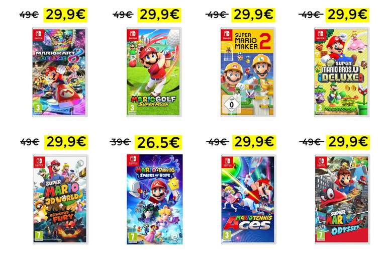 Preciazos en selección de juegos Mario para Nintendo Switch