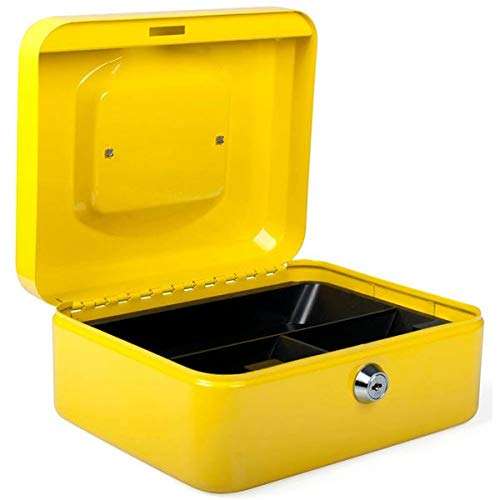 Pavo Premium – Caja de caudales de Metal con 2 llaves y bandeja cambio desmontable – amarillo
