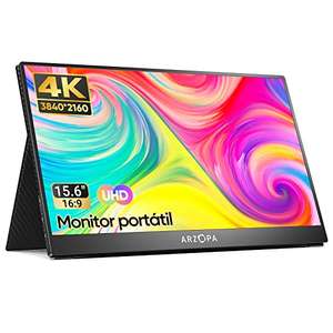 ARZOPA P5 Monitor Portatil 4K, 15.6 Pulgadas Monitor portátil UHD 3840 x 2160 IPS HDR