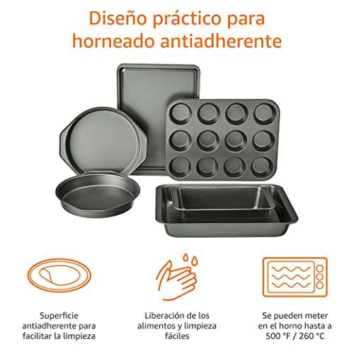 Amazon Basics - Juego de 6 utensilios antiadherentes para horno