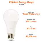 Amazon Basics - Bombilla rosca Edison LED Profesional E27, equivalente a 100 W, blanco cálido, no regulable, paquete de 6