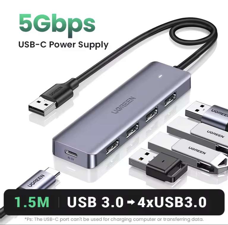Adaptador de 4 puertos, USB3.0 5GBPS