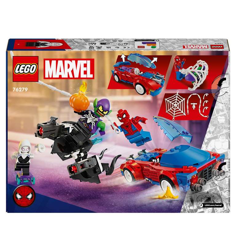 LEGO 76279 Marvel Coche de Carreras de Spider-Man y Duende Verde Venomizado