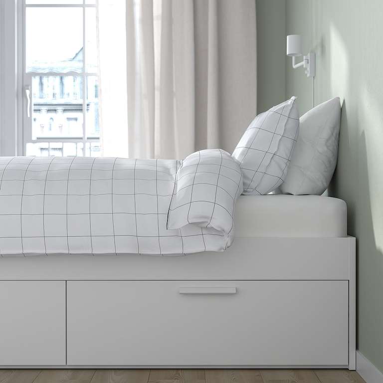 MALM estructura de cama, blanco/Lindbåden, 180x200 cm - IKEA