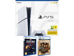 Consola PS5 Slim (1 TB) + Juego Spider-Man Miles Morales + Juego Uncharted