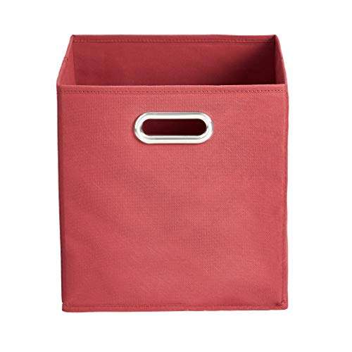 Amazon Basics - Cajas de almacenamiento de tela, con forma de cubo, plegables, con ojales metálicos, 6 unidades, rojo