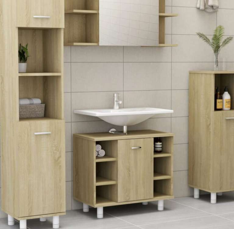 Mueble de baño base con compartimentos roble sonoma Vida XL
