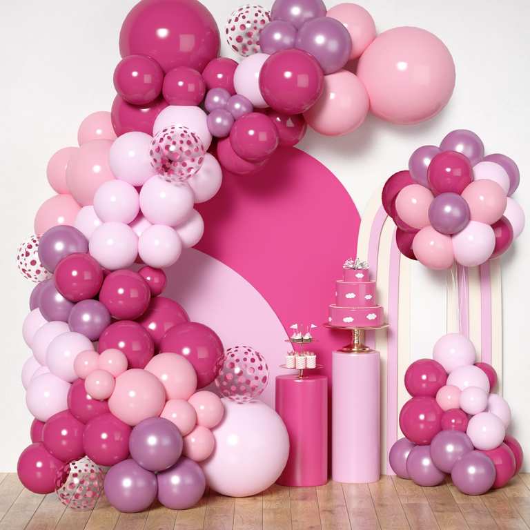 Imagen de Globos Rosas Guirnalda Kit 147 Pie