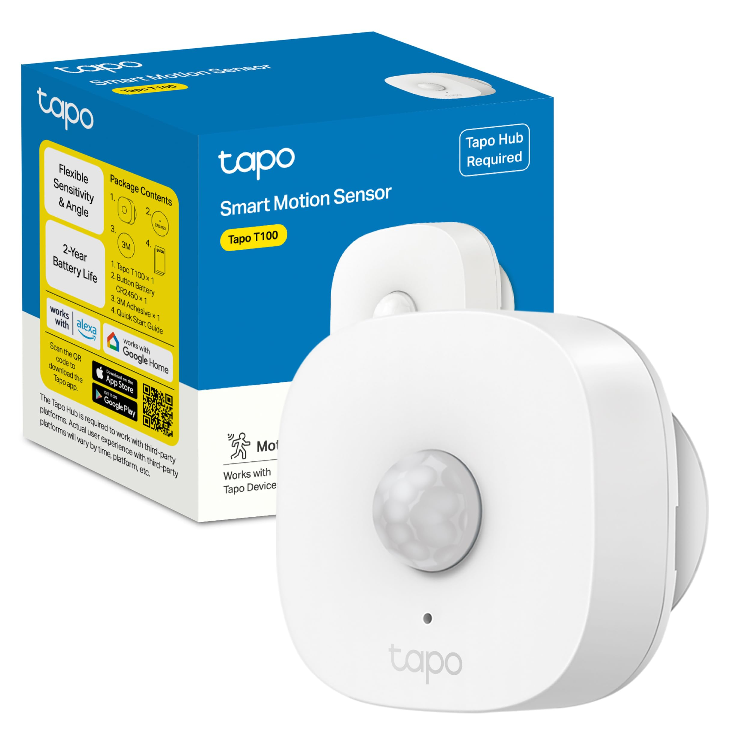 TP-Link Tapo T100 Sensor de Movimiento Inteligente WiFi para Hogar, Detector Antirrobo con Alertas en el Móvil y Automatización Domótica