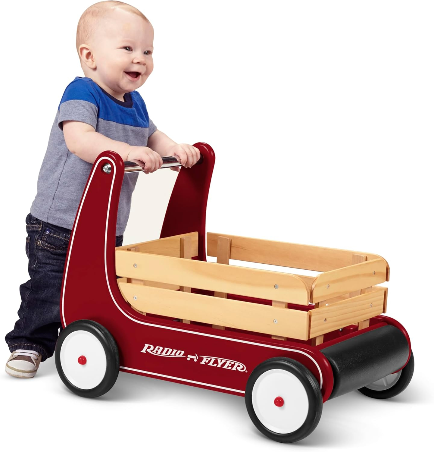 Vagón Andador de Madera para Bebés | Caminador Infantil con Almacenamiento | Desarrollo del Equilibrio y la Motricidad | De 1 a 4 Años
