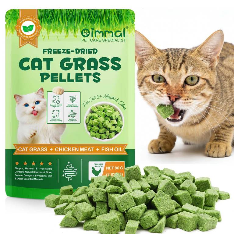 Snacks de Hierba Gatera Liofilizada para Gatos, 80g – Golosinas Naturales para Ayudar con la Digestión, Gestión de Bolas de Pelo