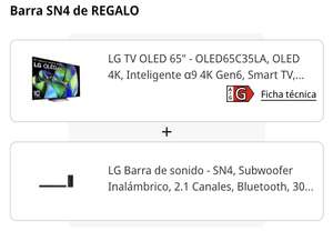 Barra sonido de regalo en TV OLED 65" - LG OLED65C35LA 4K