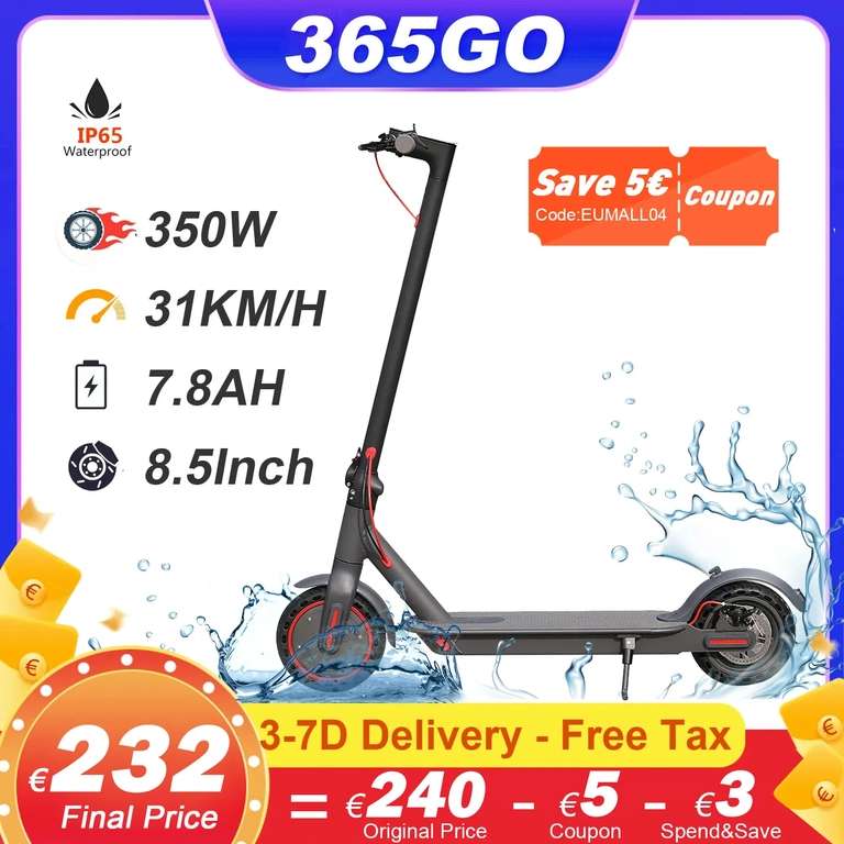 365GO-patinete eléctrico plegable para adultos, Scooter inteligente con Motor de 350W