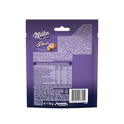4 x Milka Mini Cookies Galletas con Pepitas de Chocolate con Leche y Cubiertas con Chocolate 110g [Unidad 1'26€]