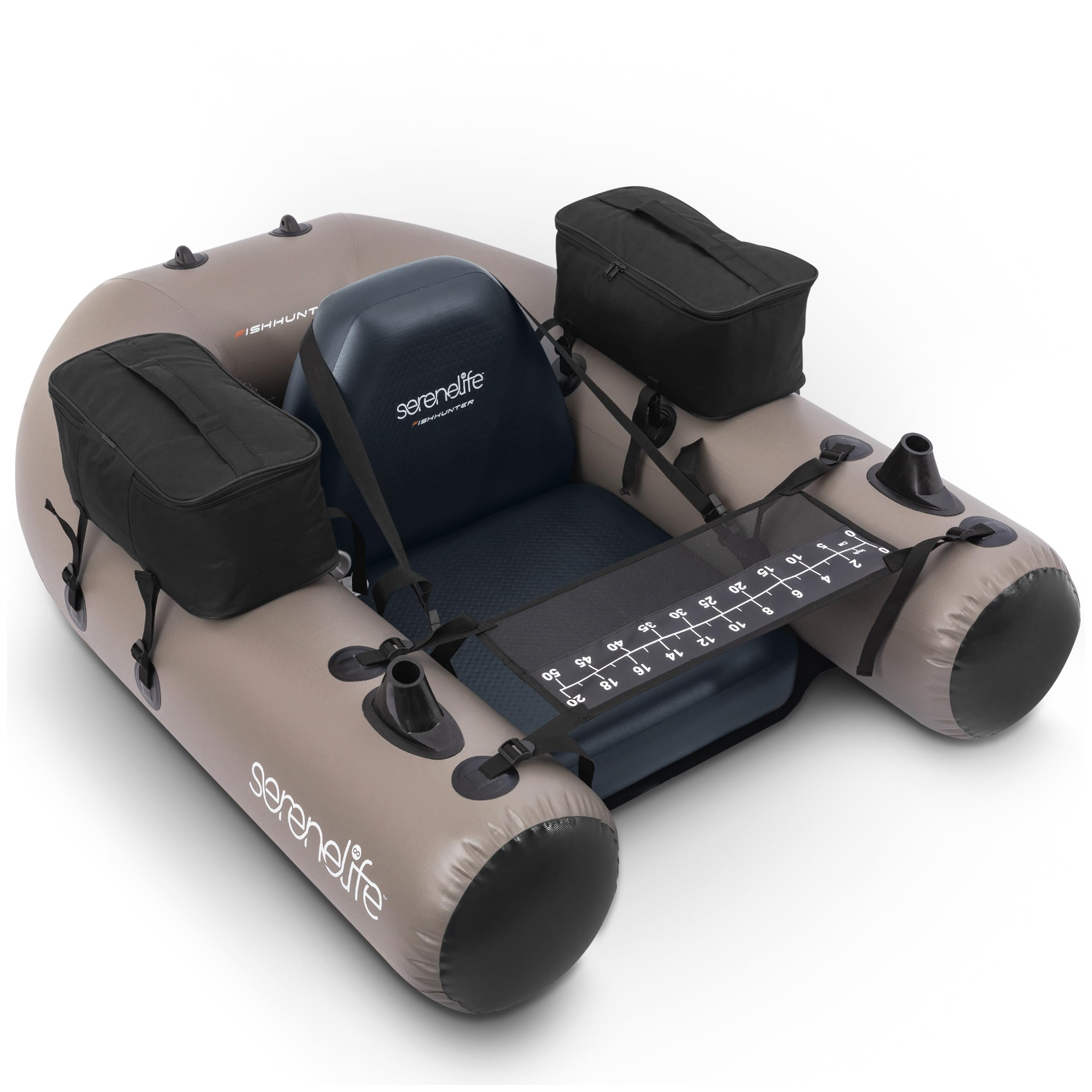 Barca Hinchable de Pesca, Asiento Ajustable, Respaldo, con Bolsa de Transporte y Kit de Reparacion