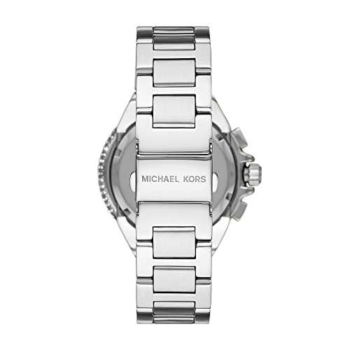 Michael Kors Reloj para mujer Camille, movimiento de cronógrafo, caja de acero inoxidable plateado de 43 mm MK6993