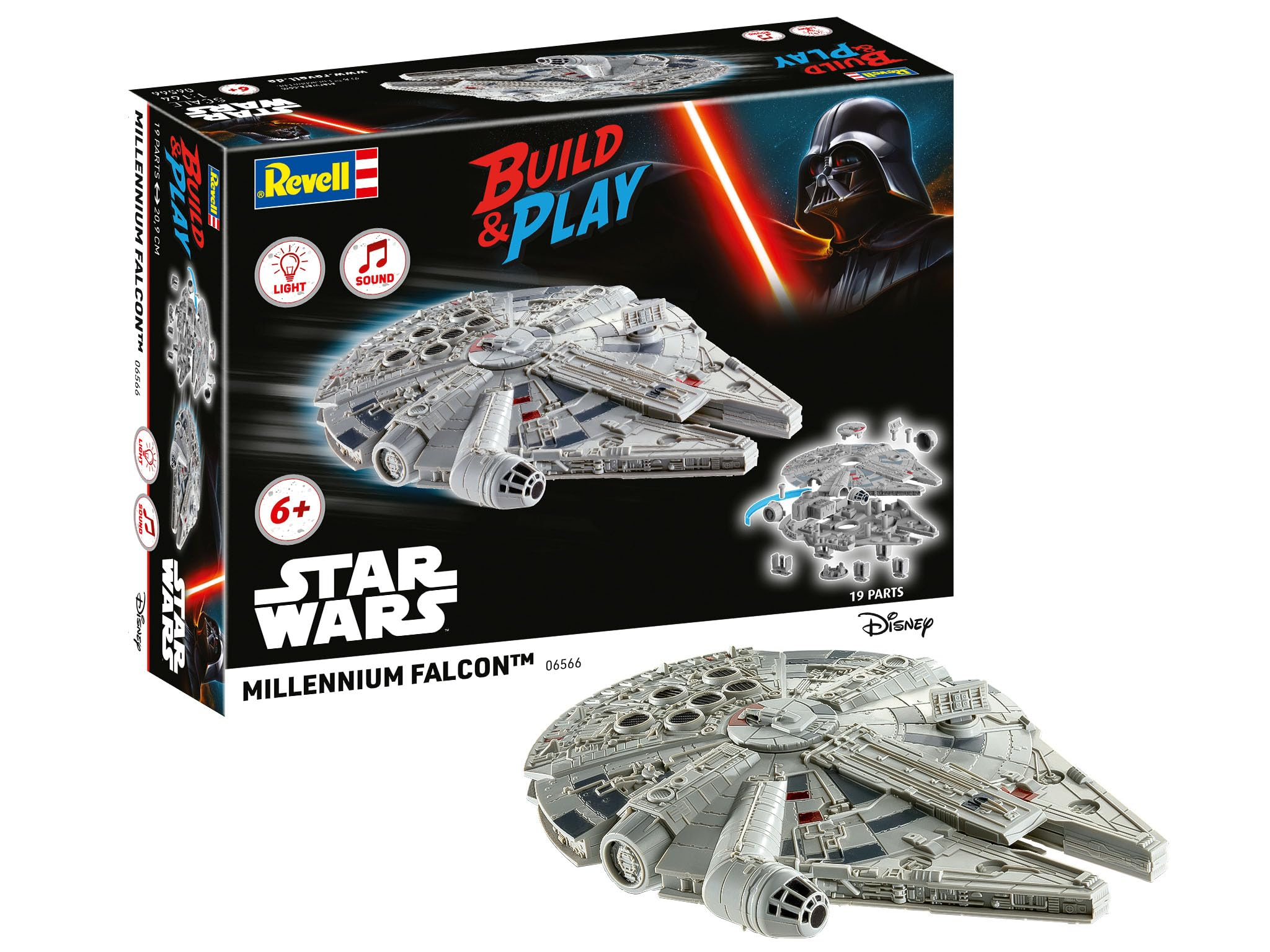 Maqueta Revell Star Wars Halcón Milenario (Build & Play) - Con Luces y Sonidos, Montaje sin Pegamento