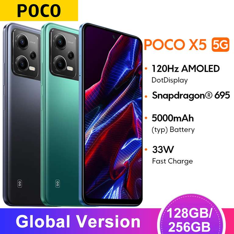 POCO - X5 5G versión Global, 6GB 128GB (8GB+256GB = 266€)
