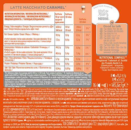 Nescafé Dolce Gusto Café LATTE MACCHIATO CARAMEL - Pack de 3 x 16 cápsulas - Total: 48 Cápsulas