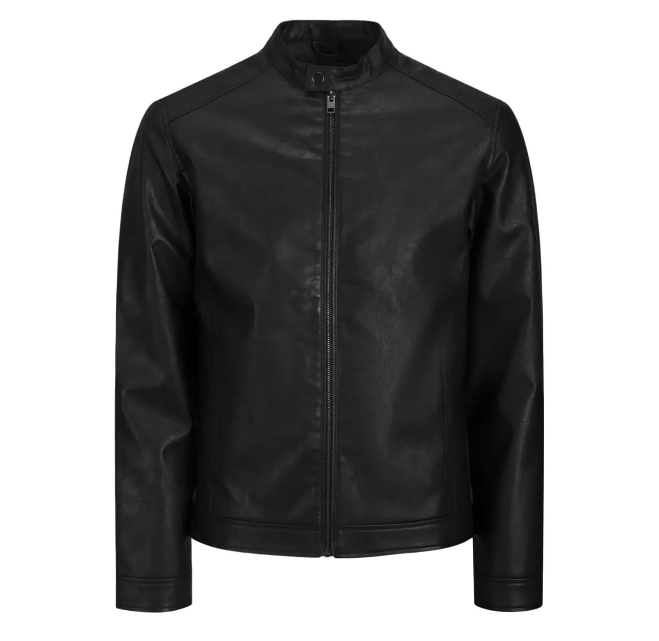 Jack and jones REBEL JJrebcaleb - Chaqueta Estilo Biker para Hombre Efecto Piel | Cazadora ligera con cremallera - Negro