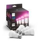 Philips Hue - Lâmpada LED inteligente, A60 E27, luz branca e colorida, 6,5 W (Eq. 60 W), 806 lúmen,Pack de 4 lâmpadas LED inteligentes