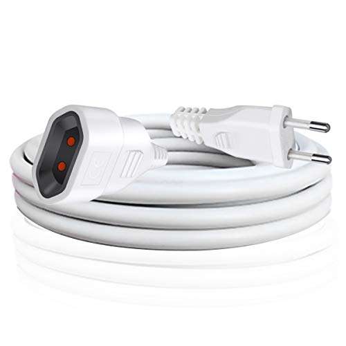 EXTRASTAR Cable Extensible con PROTECCIÓN, Cable Extensible electrico 2 Metros 250V / 10A/ máx. 2500W Blanco