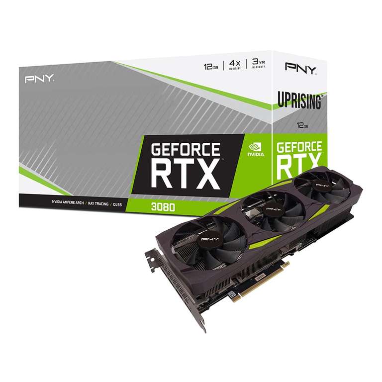 PNY GeForce RTX 3080 12GB XLR8 Gaming Epic-X RGB Uprising Triple Fan Graphic Card LHR, Color Black