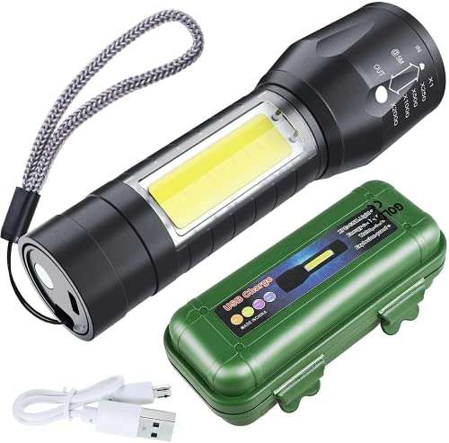 Linterna LED Alta Potencia Linternas para Ciclismo Camping Portátil Linterna 500 Lúmenes 3 Modos USB recargable Linterna de Alto Rendimiento
