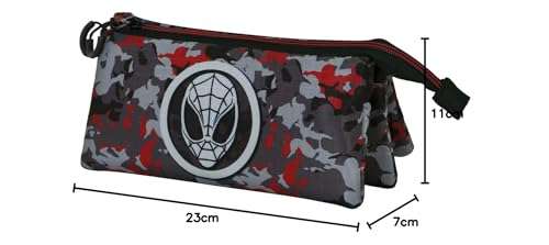 Marvel Spiderman Spidercammo-Estuche Portatodo Triple ECO, Multicolor, 23 x 11 cm