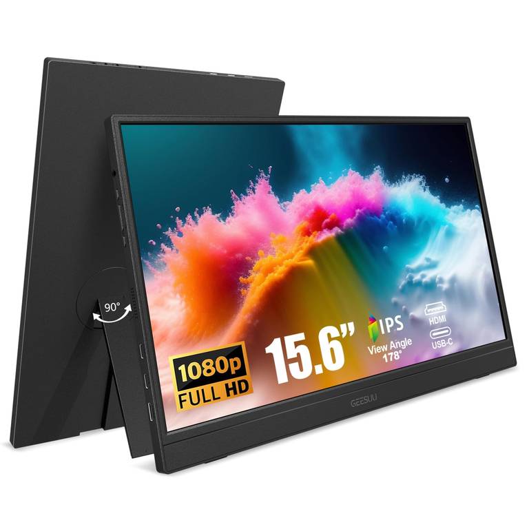 GEESUU Monitor Portátil 15.6″, IPS, 60Hz, HDMI/USB-C