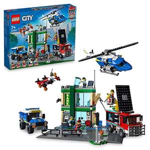 LEGO 60317 City Persecución Policial en el Banco, Helicóptero de Juguete, Dron y 2 Camiones