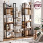 Librería, Estantería de Almacenamiento, con 14 Estantes, Marco de Metal, para Sala de Estar, Estudio, Oficina, 24 x 158 x 166 cm