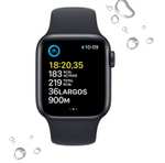 Apple Watch SE (2022), GPS, 40 mm, Caja de aluminio, Vidrio delantero Ion-X, Correa deportiva. Todos los colores 44mm en descripción