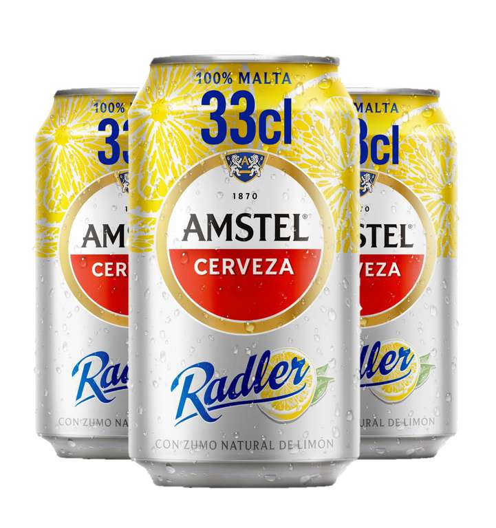 24 latas de 33cl de cerveza RADLER con zumo natural de limón (a 0,46€ la lata)