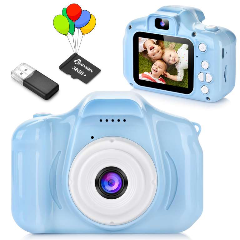 Camara Fotos Infantil, 1080P HD, Regalo Juguete para Niños de 3 a 10 años, 10 Juegos de Rompecabezas y Tarjeta 32GB.