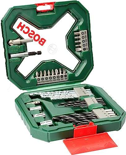 Bosch 34 uds. Set de puntas de atornillar y brocas X-Line (para madera, mampostería y metal, accesorios para taladro y destornillador)