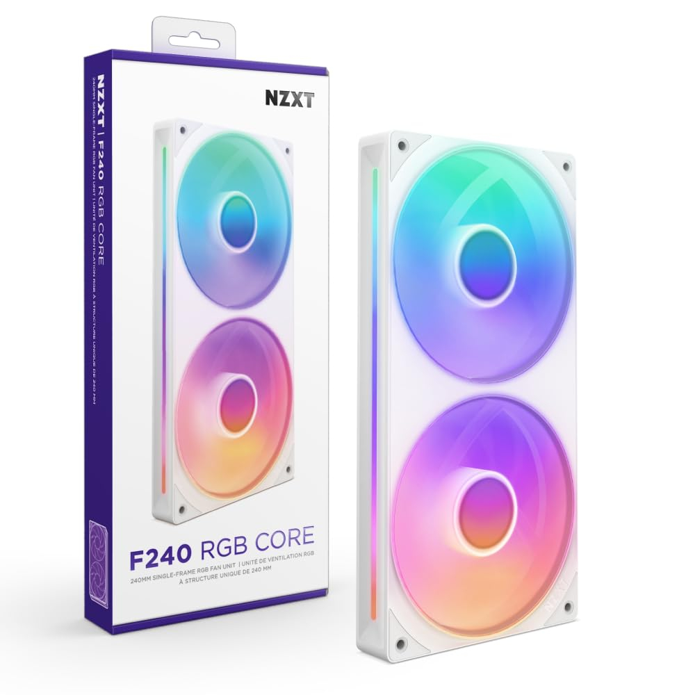 NZXT F240 RGB Core - Unidad de 240 mm con 2 ventiladores RGB de 120 mm - Control de velocidad e