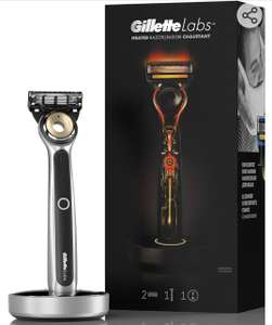 Gillette Labs - Maquinilla de afeitar calefactable para hombre + 2 cuchillas de afeitar + base de carga