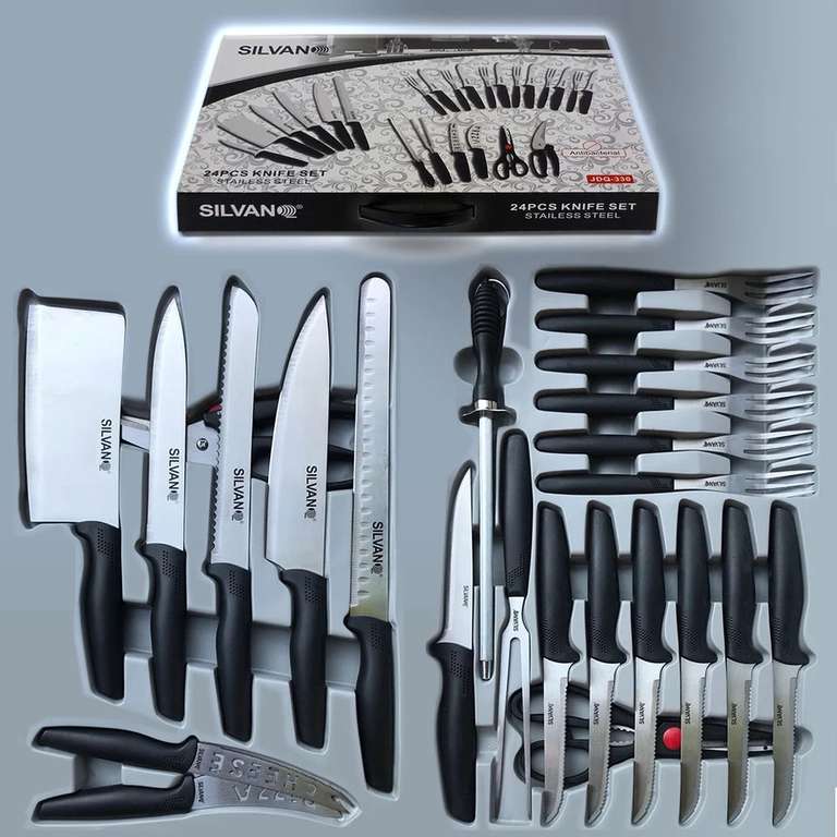 Set de cubiertos y cuchillos ideal para carne y barbacoa, cuchillos tenedores y cortadores carne