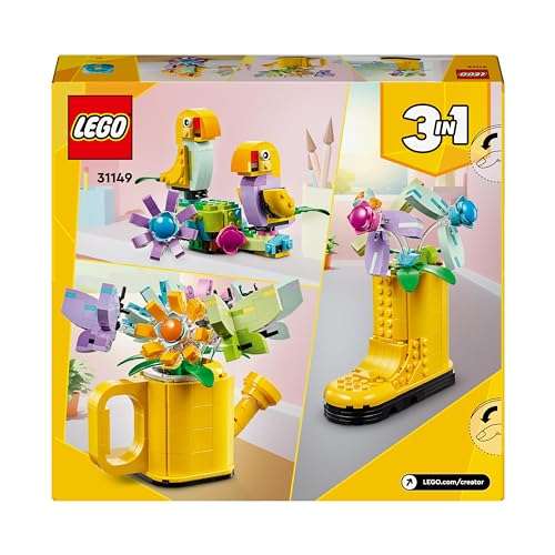 LEGO Creator 3 en 1 Flores en Regadera, Convertible en Bota de Agua o 2 Pájaros de Juguete en una Percha