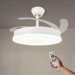 Ventilador de techo LED M mimotec Olga blanco de 66 W con luz CCT regulable y control de intensidad, motor de CC de 30 W + luz LED de 36 w