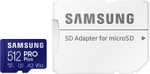 Samsung 512GB PRO Plus MicroSDXC 120MB/s + Adapterador. UHS-I U3 Full HD & 4K UHD 160MB/s