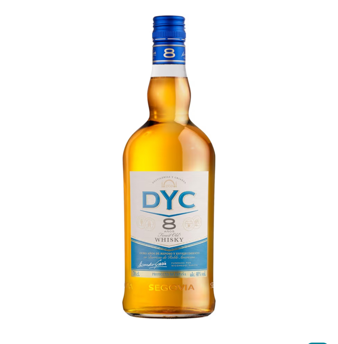 DYC 8 Años Whisky Blended Envejecido en Barricas de Roble Americano 70cl