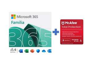 Microsoft 365 Familia | 6 usuario PC/MAC/teléfono | 12+3 Meses | + McAfee Total Protection 2022 | 6 Dispositivo | 12 Meses |