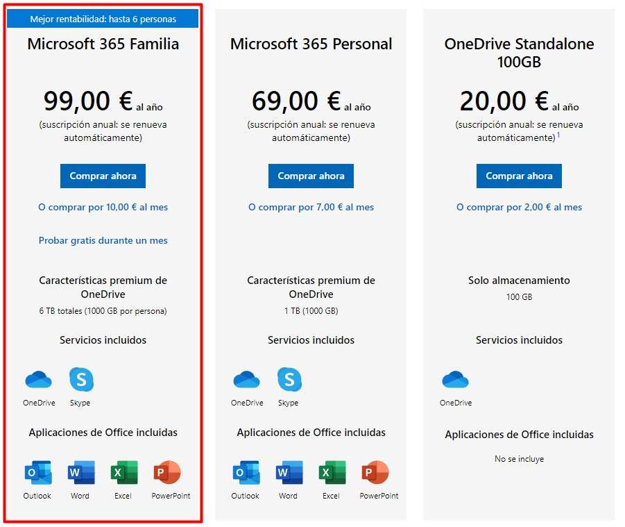 Un año de Microsoft 365 Familia - Almacenamiento OneDrive 1TB - 16,5€ »  Chollometro